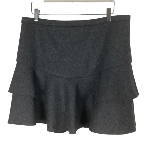 NEW J. Crew Gray Flounce Skirt in Bonded Wool MRSP $110 - Picture 2 of 10